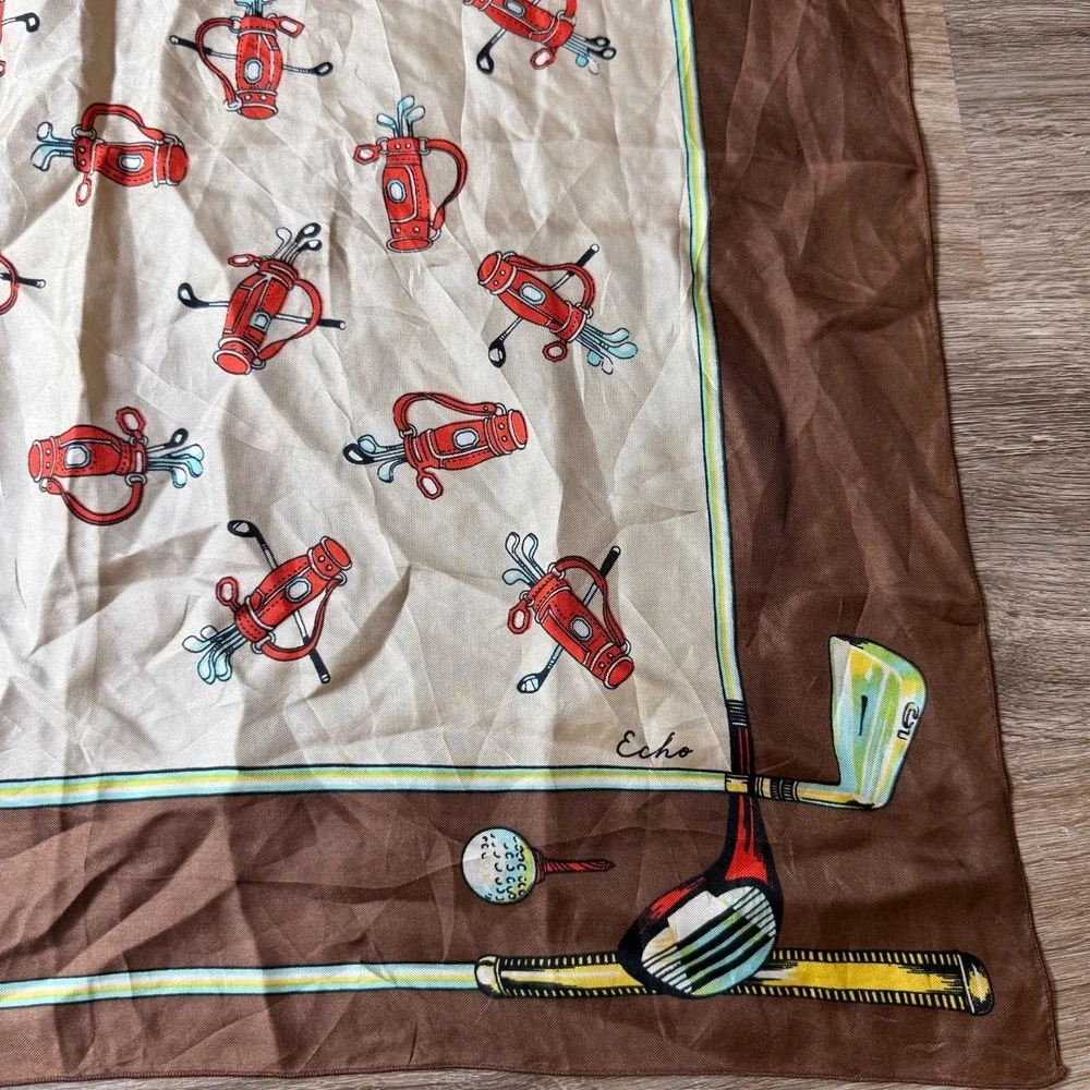 Echo Silk Scarf Golf Clubs Caddy Theme | Brown | 23